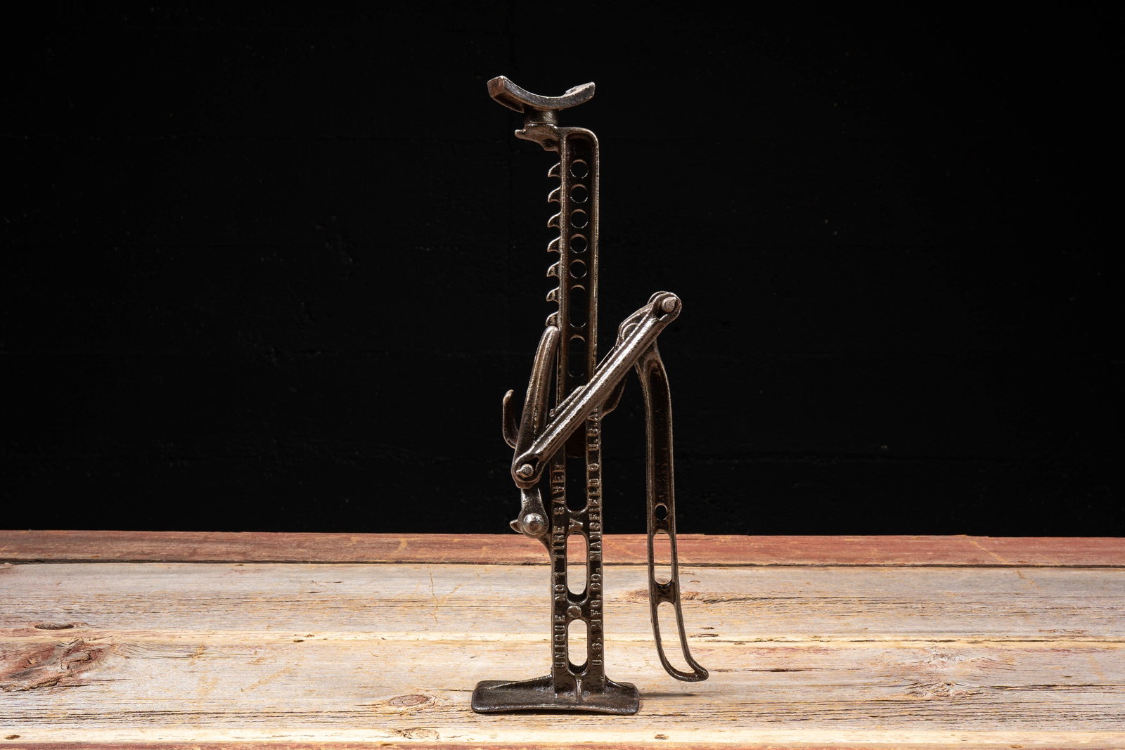 Cast Iron Tire Saver Jack, Early 20th Century: **NOTE: Any shipping quotes provided on this screen or on your Live Auctioneers invoice are provided by Live Auctioneers. In-house shipping is available on all lots. For in-house shipping quotes,