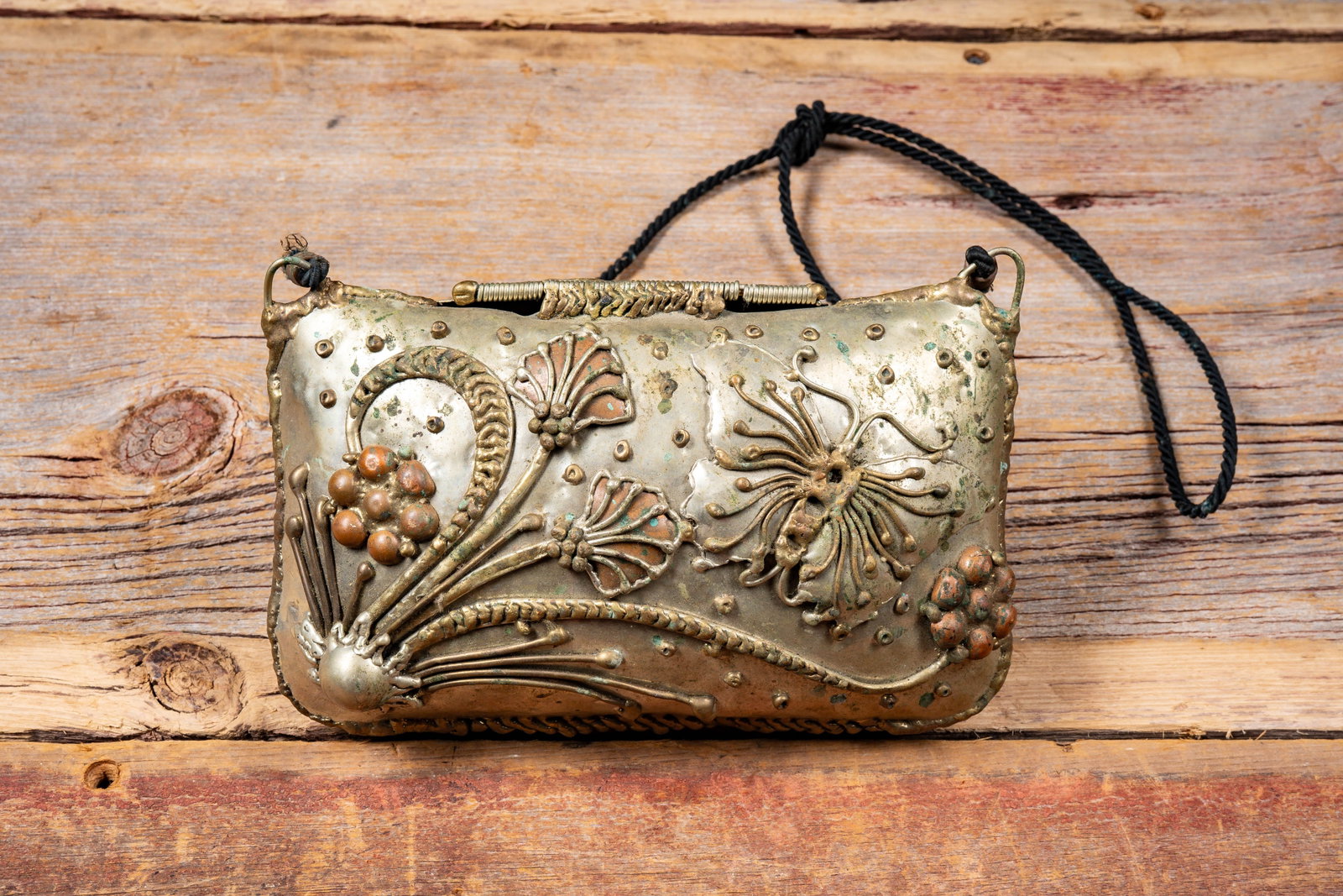Sea Inspired Appliqué Metal Handbag, Mid 20th C.: **NOTE: Any shipping quotes provided on this screen or on your Live Auctioneers invoice are provided by Live Auctioneers. In-house shipping is available on all lots. For in-house shipping quotes,