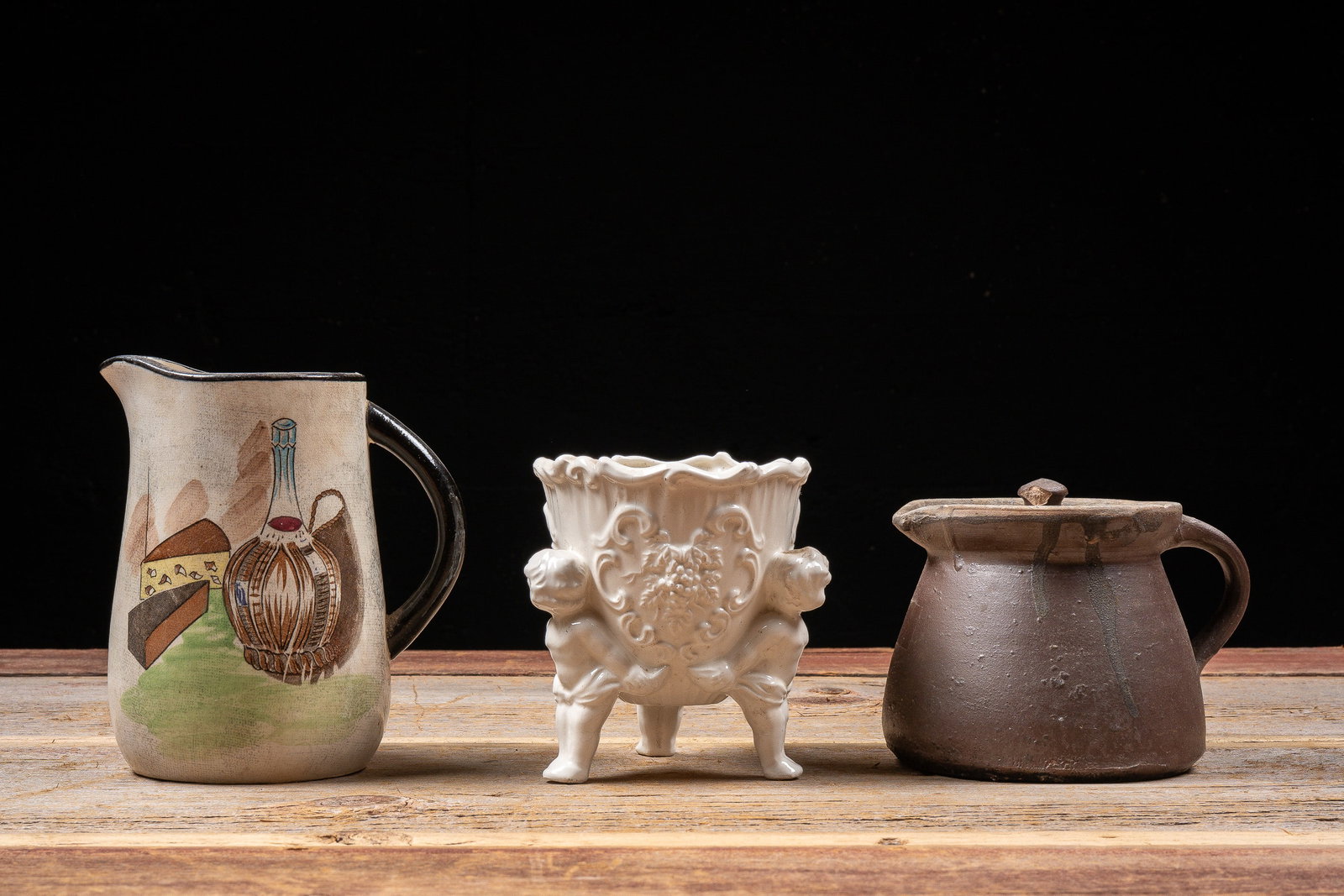Three Assorted Ceramic Vessels: **NOTE: Any shipping quotes provided on this screen or on your Live Auctioneers invoice are provided by Live Auctioneers. In-house shipping is available on all lots. For in-house shipping quotes, plea