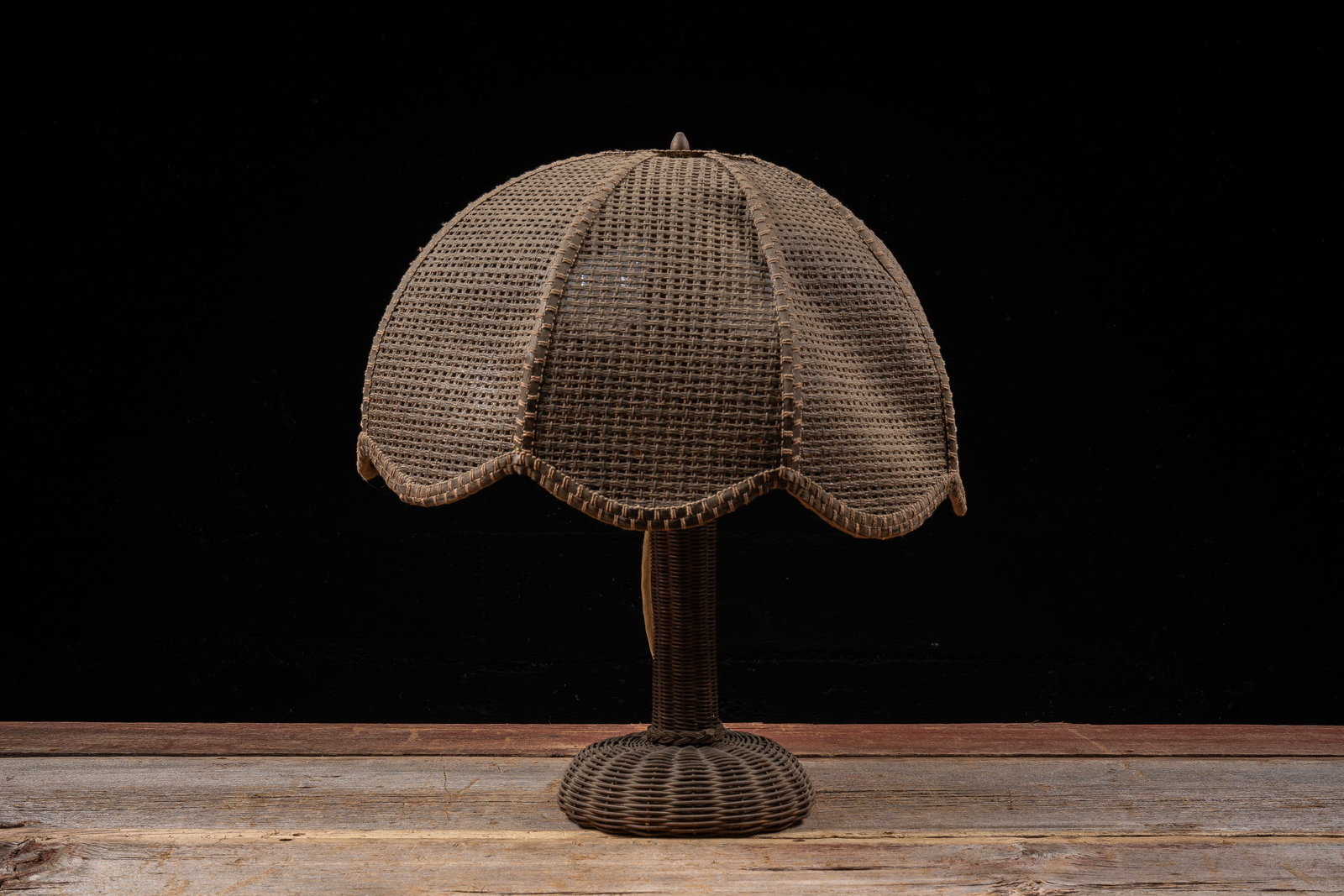 Woven Rattan Table Lamp: **NOTE: Any shipping quotes provided on this screen or on your Live Auctioneers invoice are provided by Live Auctioneers. In-house shipping is available on all lots. For in-house shipping quotes, plea