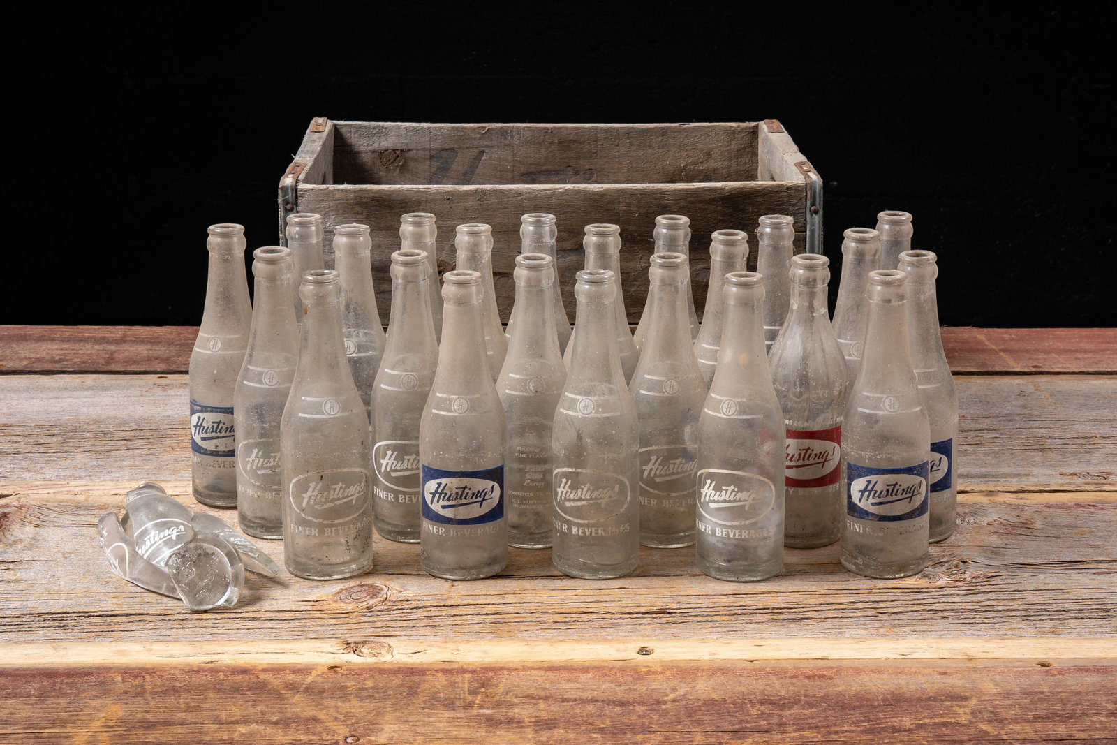 Lot of 23 Intact Husting’s Soda Bottles with Crate (1 of 12)