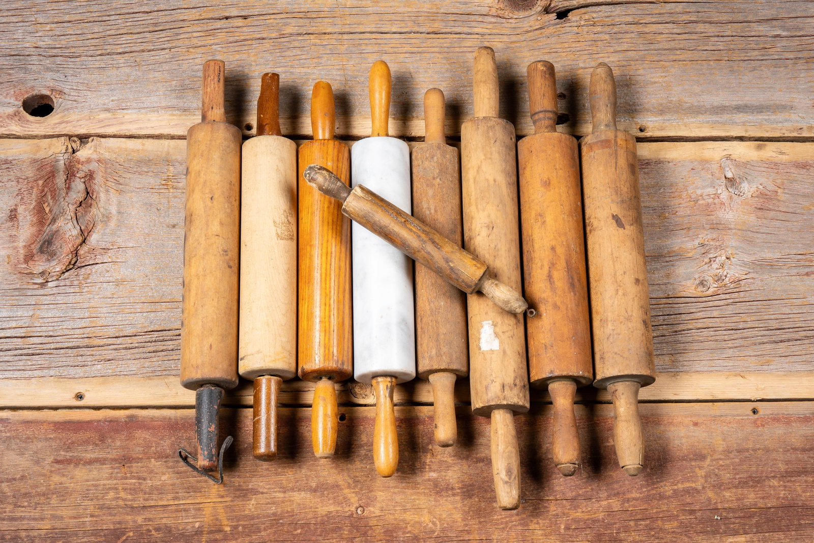 Lot of Nine Rolling Pins including One Granite Pin (1 of 4)