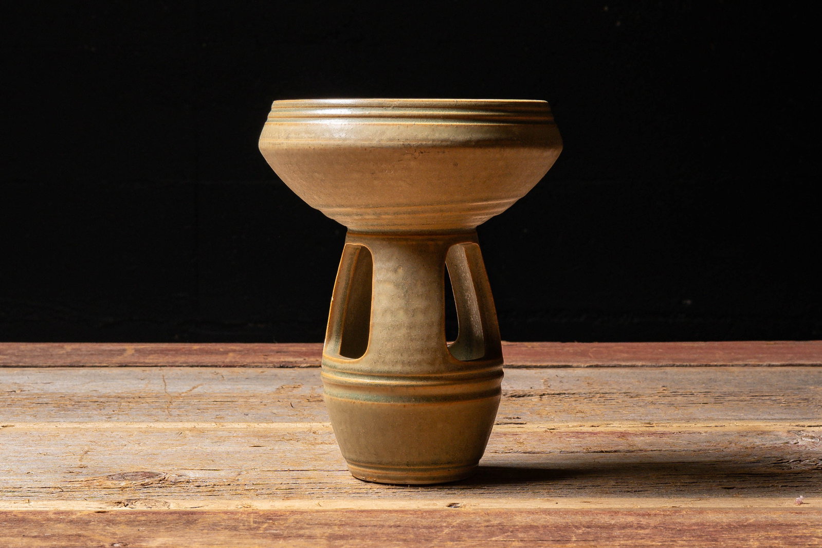 Hand-Thrown Studio Pottery Pedestal Bowl (1 of 5)