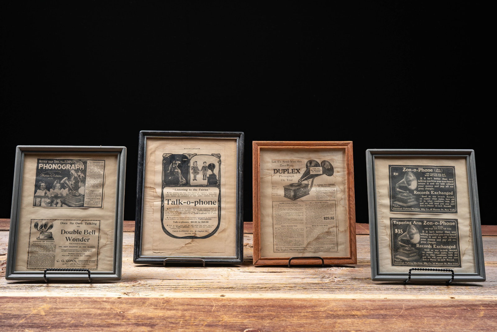 Lot of 4 Framed Early Phonograph Advertisements (1 of 11)