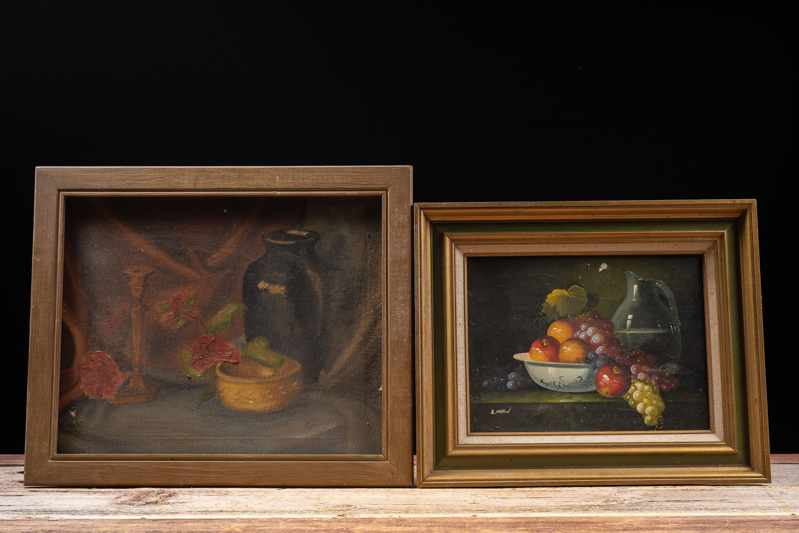 Framed Still Life Grapes, Vase Painting Lot of 2: **NOTE: Any shipping quotes provided on this screen or on your Live Auctioneers invoice are provided by Live Auctioneers. In-house shipping is available on all lots. For in-house shipping quotes, plea