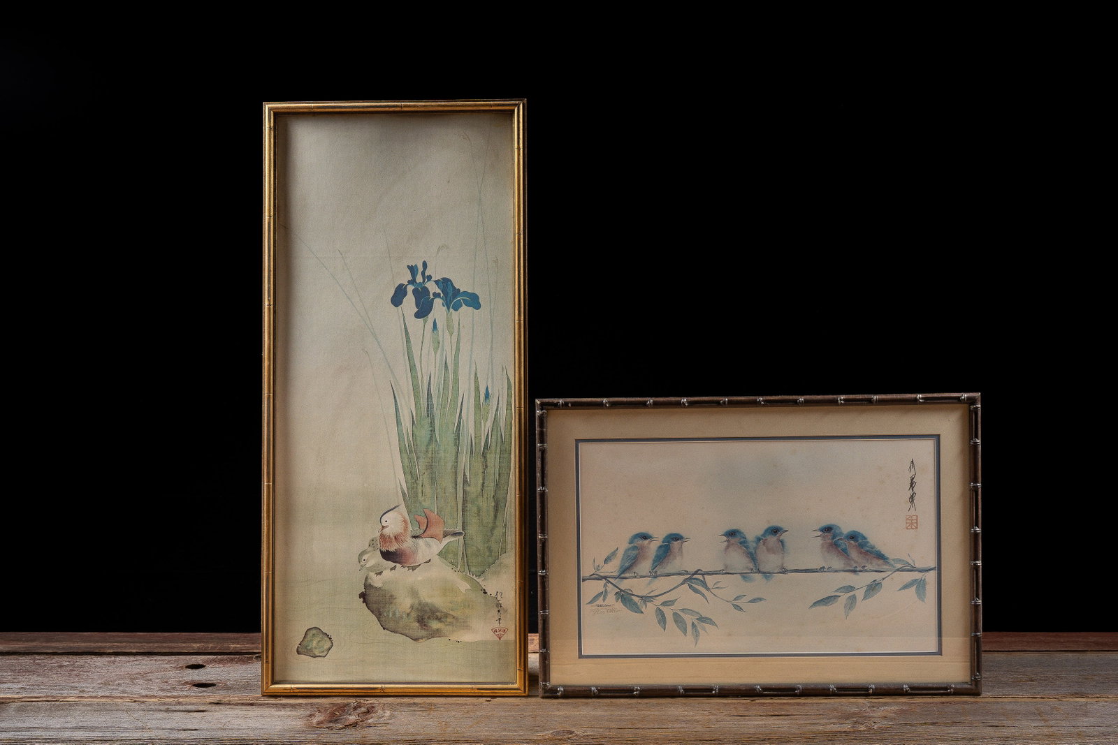 Framed Sakai H?itsu Iris- Mandarin Ducks Lot of 2: **NOTE: Any shipping quotes provided on this screen or on your Live Auctioneers invoice are provided by Live Auctioneers. In-house shipping is available on all lots. For in-house shipping quotes, plea