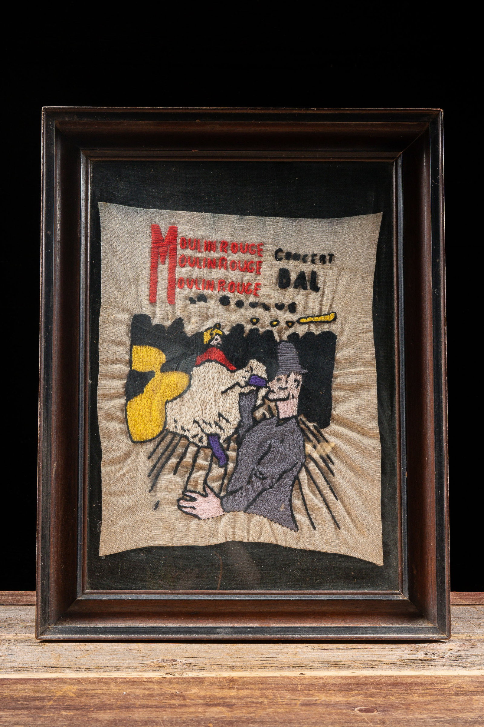 Framed Toulouse-Lautrec Jane Avril Needlepoint: **NOTE: Any shipping quotes provided on this screen or on your Live Auctioneers invoice are provided by Live Auctioneers. In-house shipping is available on all lots. For in-house shipping quotes, plea