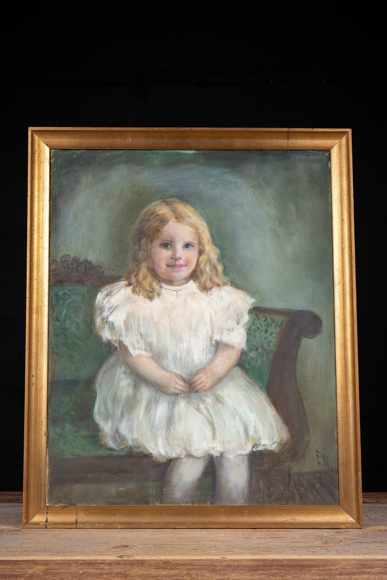Framed Portrait Painting of Young Girl: **NOTE: Any shipping quotes provided on this screen or on your Live Auctioneers invoice are provided by Live Auctioneers. In-house shipping is available on all lots. For in-house shipping quotes, plea