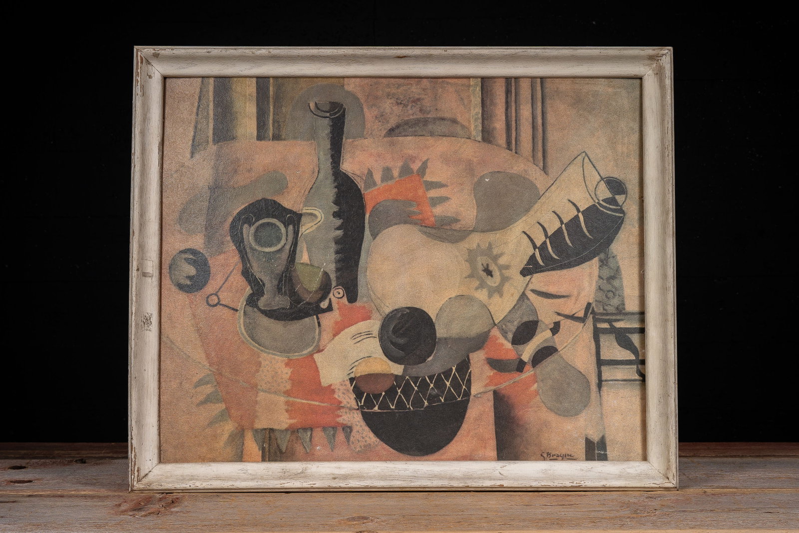 Framed Georges Braque Pink Table Print: **NOTE: Any shipping quotes provided on this screen or on your Live Auctioneers invoice are provided by Live Auctioneers. In-house shipping is available on all lots. For in-house shipping quotes, plea