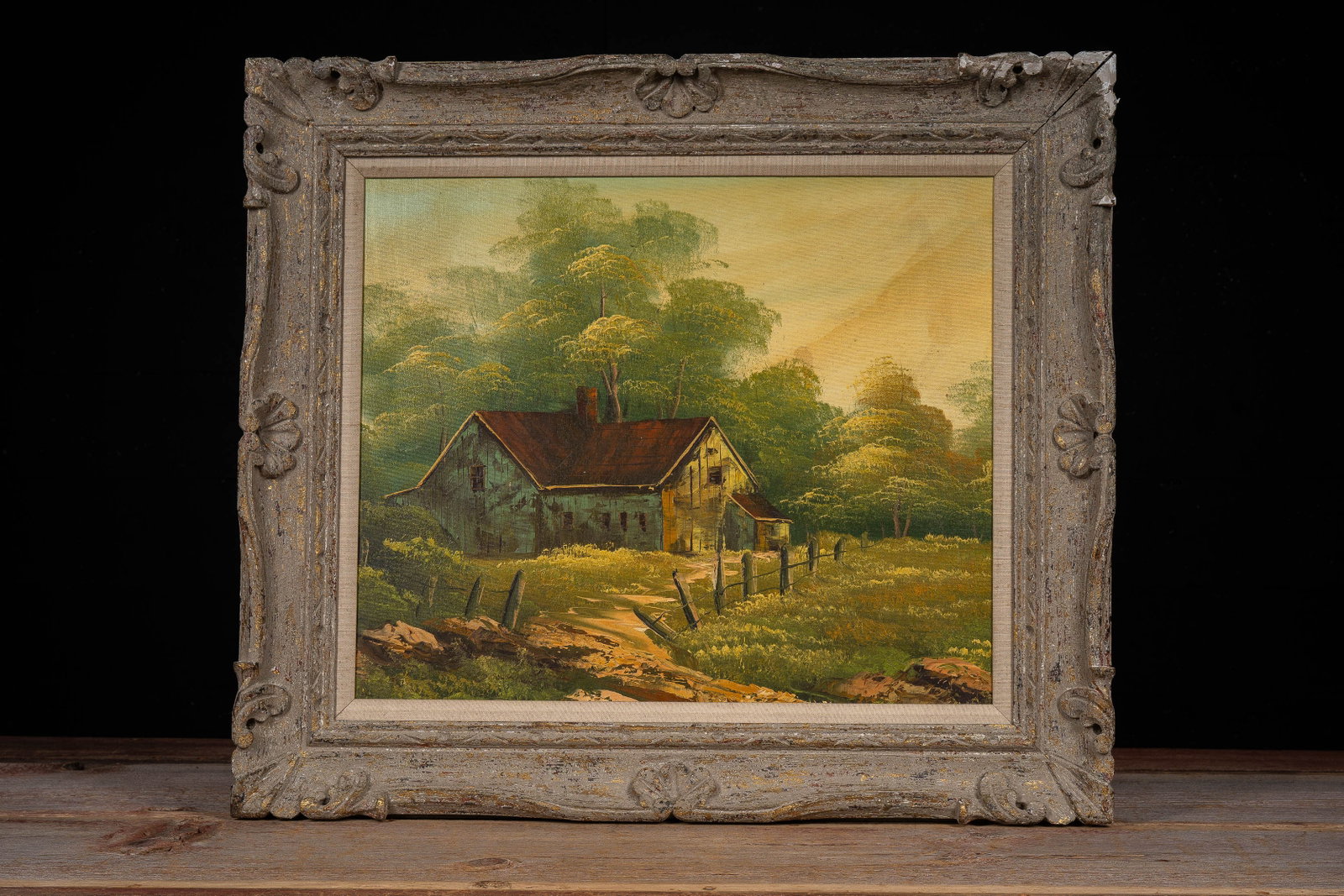 Pastoral Landscape Print in Carved Frame: **NOTE: Any shipping quotes provided on this screen or on your Live Auctioneers invoice are provided by Live Auctioneers. In-house shipping is available on all lots. For in-house shipping quotes, plea