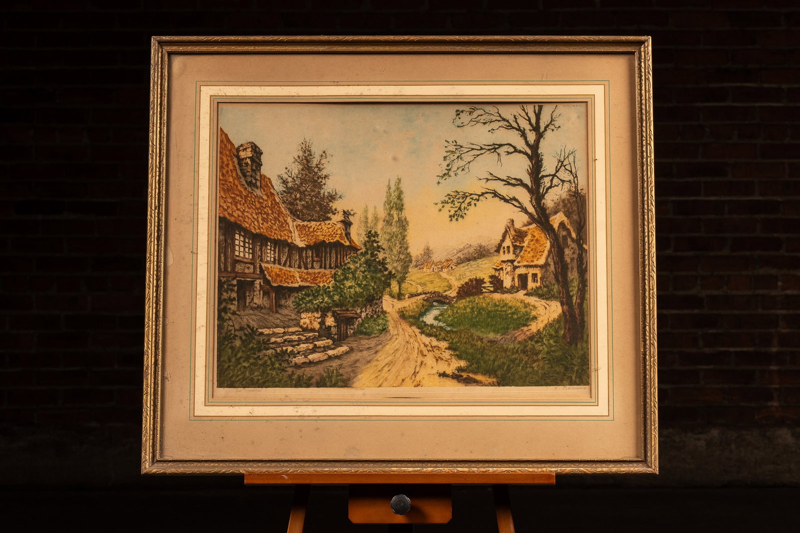 Paris Etching Print -La Vallee- Signed R. Barnaix (1 of 7)