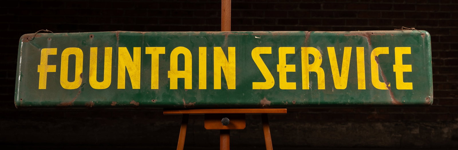 Fountain Service SSP Sign, circa 1930s: **NOTE: Any shipping quotes provided on this screen or on your Live Auctioneers invoice are provided by Live Auctioneers. In-house shipping is available on all lots. For in-house shipping quotes, plea