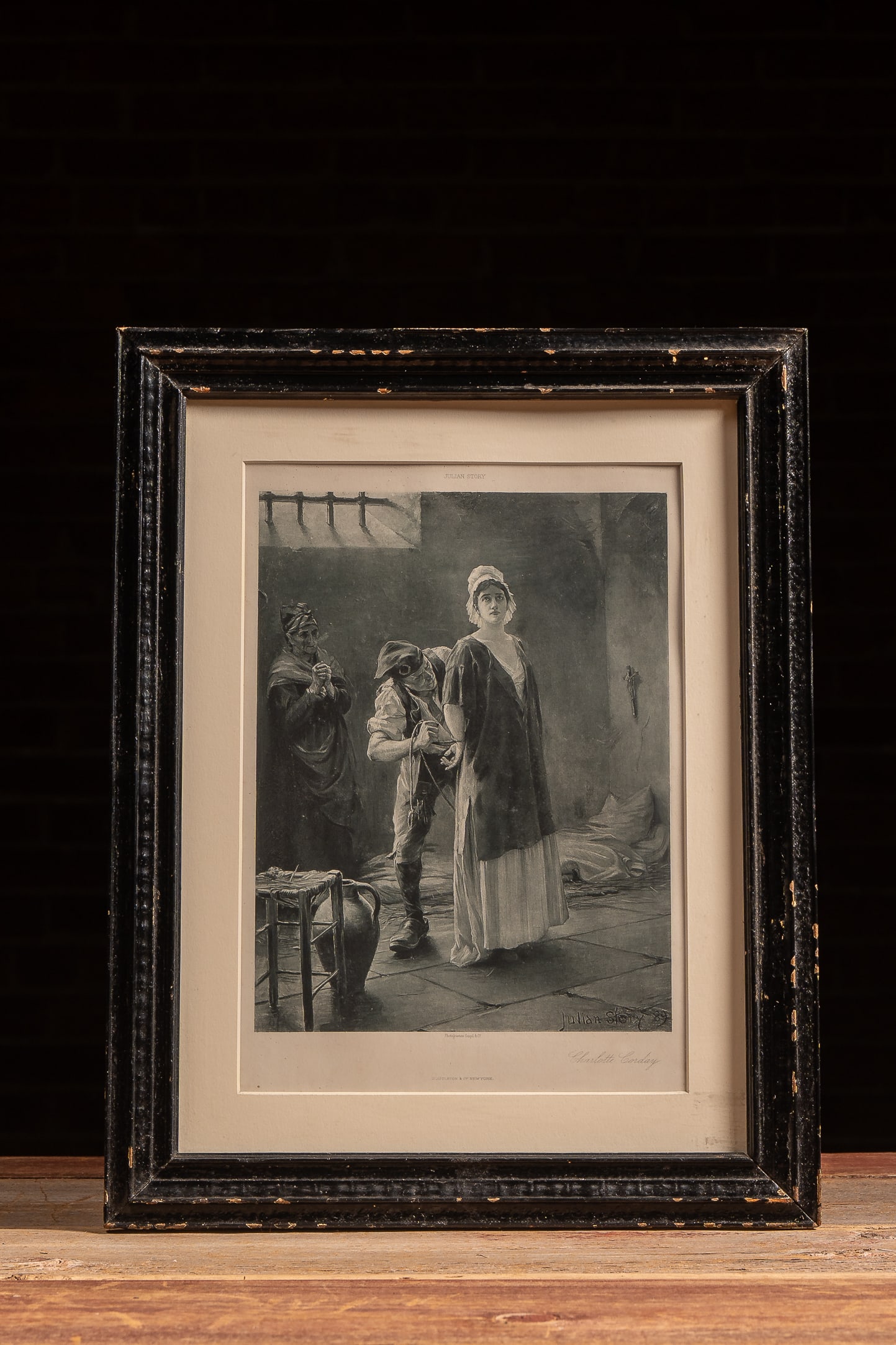 Framed Charlotte Corday, 1889 J. Story Print: **NOTE: Any shipping quotes provided on this screen or on your Live Auctioneers invoice are provided by Live Auctioneers. In-house shipping is available on all lots. For in-house shipping quotes, plea