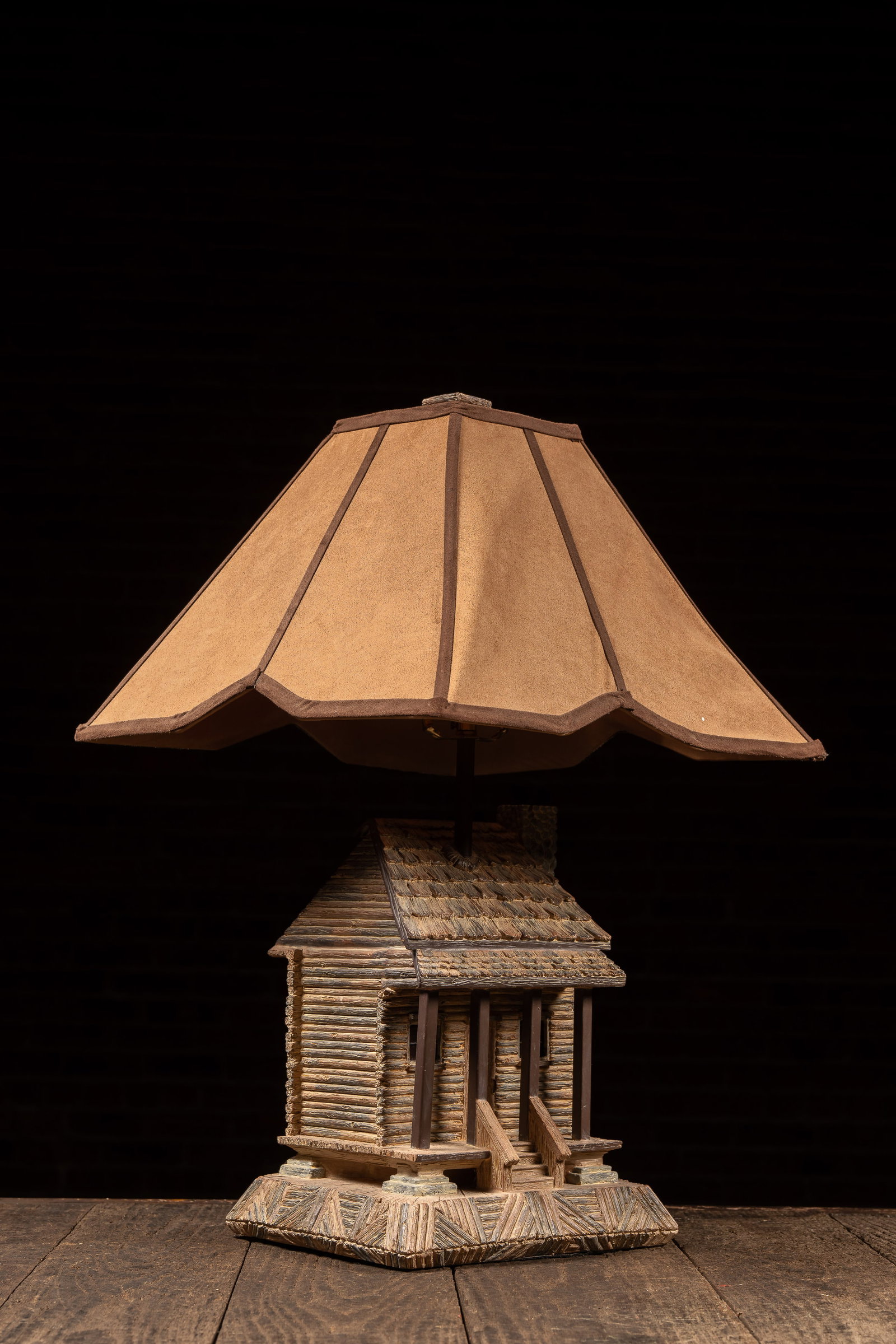 Vintage Pine Tree Cabin Table Lamp by Dick Idol: **NOTE: Any shipping quotes provided on this screen or on your Live Auctioneers invoice are provided by Live Auctioneers. In-house shipping is available on all lots. For in-house shipping quotes, plea