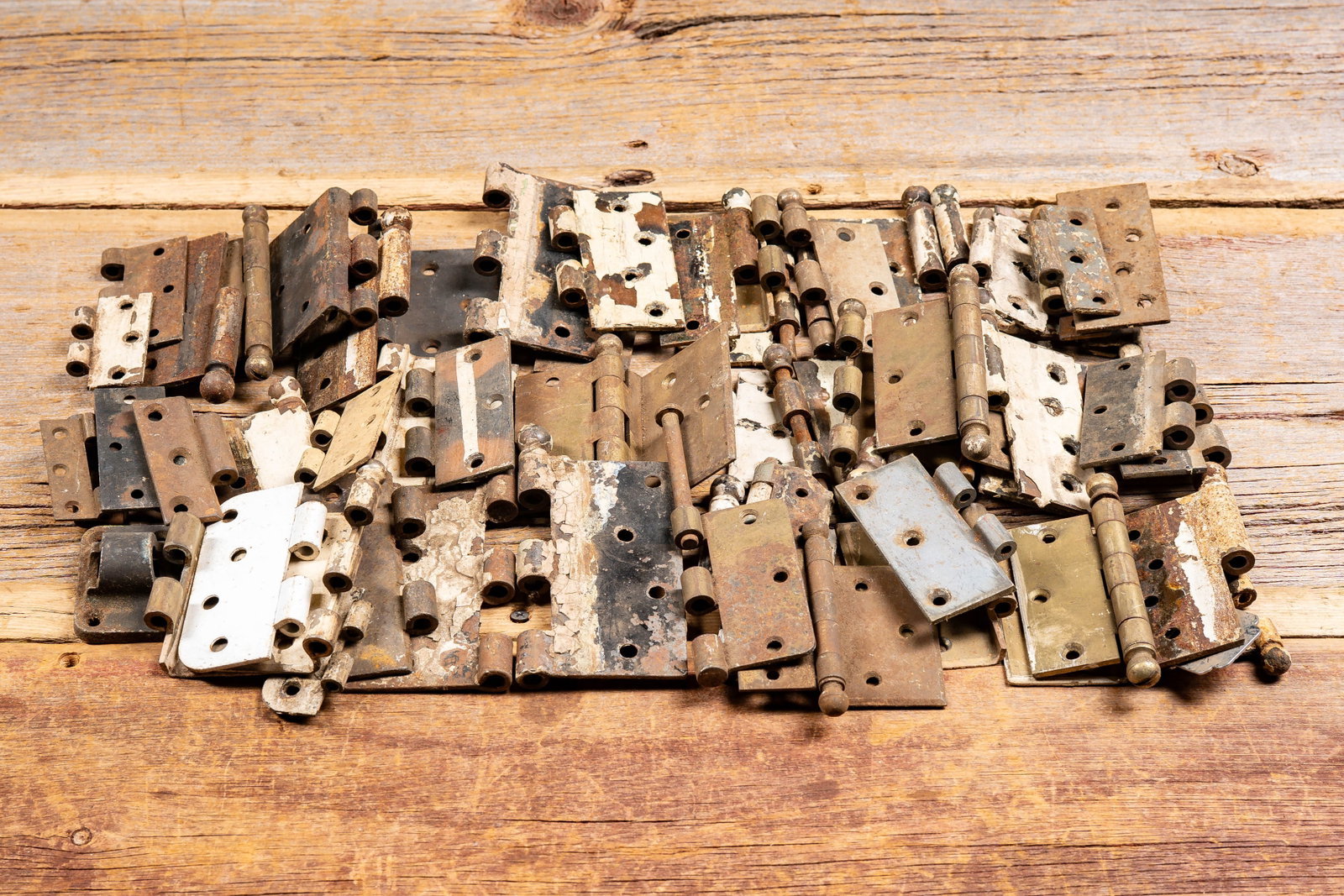Lot of Late 19th - Early 20th C. Metal Door Hinges: **NOTE: Any shipping quotes provided on this screen or on your Live Auctioneers invoice are provided by Live Auctioneers. In-house shipping is available on all lots. For in-house shipping quotes, plea