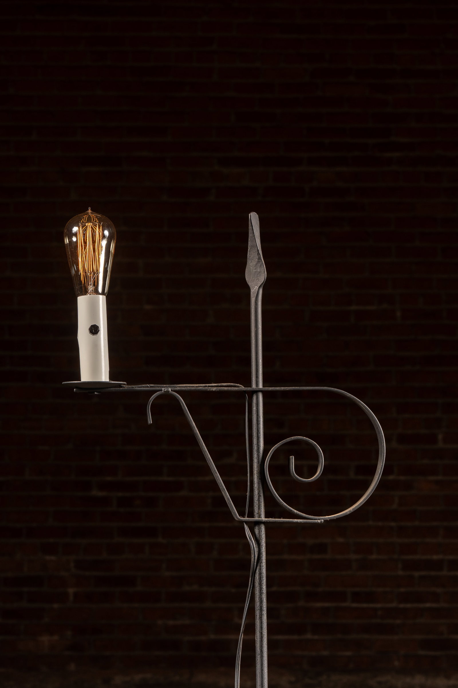 Wrought Iron Bridge Lamp w. Plastic Candle Socket - 2
