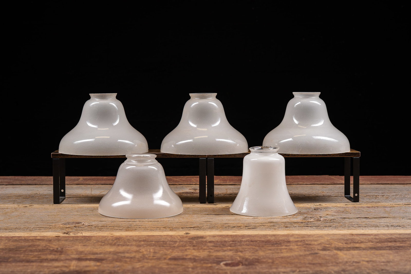 Lot of 5 Bell Shaped Glass Lamp Shades: **NOTE: Any shipping quotes provided on this screen or on your Live Auctioneers invoice are provided by Live Auctioneers. In-house shipping is available on all lots. For in-house shipping quotes, plea