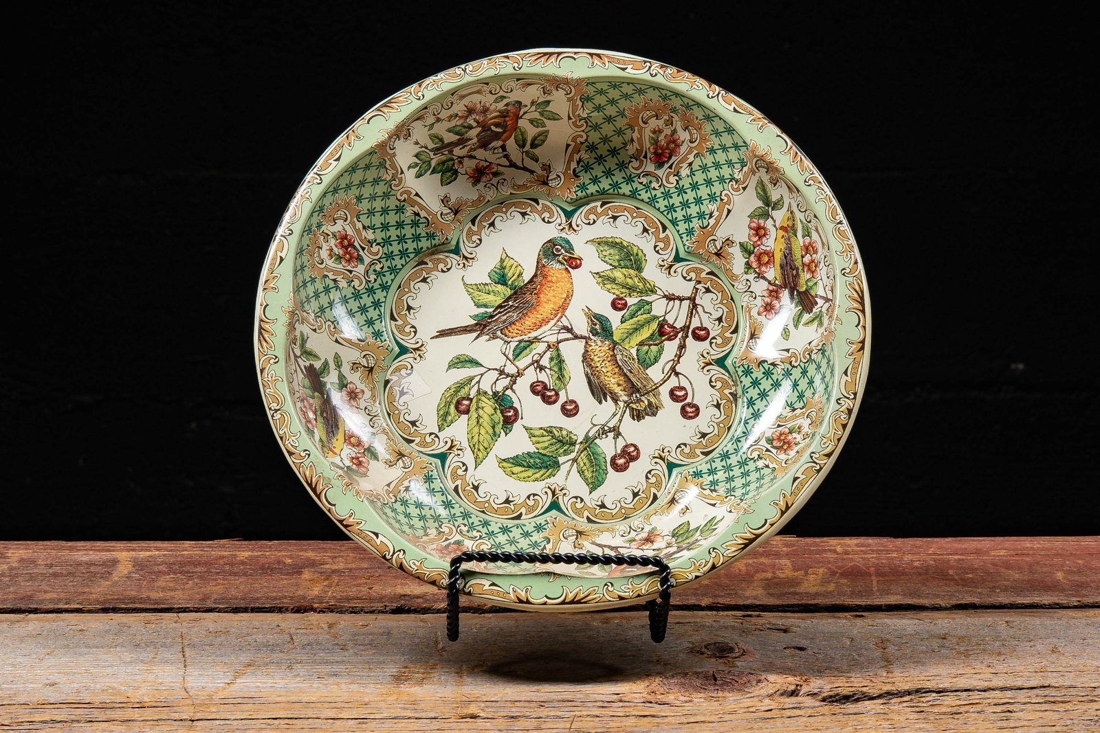 1971 Tin Litho Daher Song Bird Motif Metal Bowl (1 of 13)