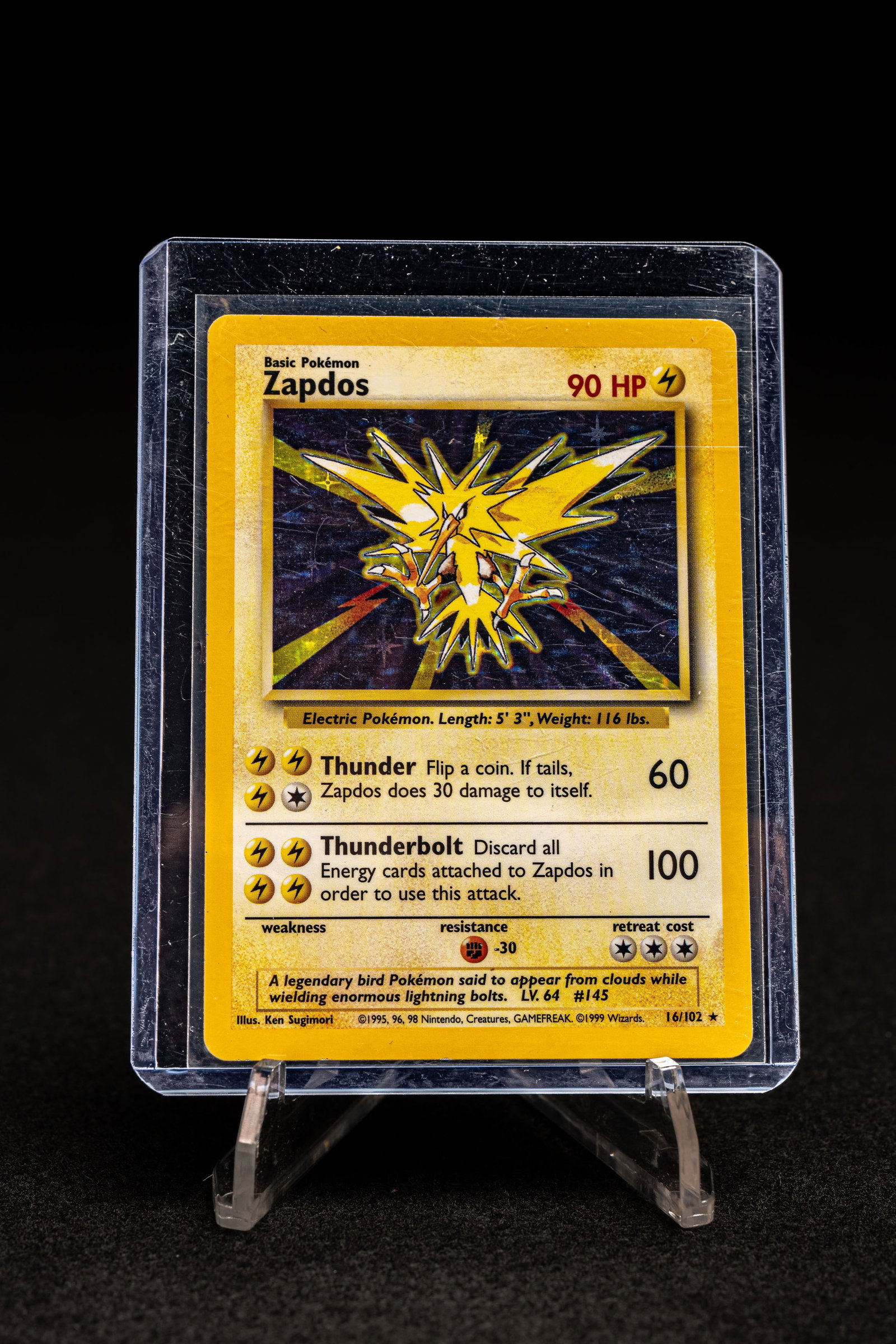 Zapdos – 1999 Base Set #16-102 – Holo Rare – LP (1 of 5)