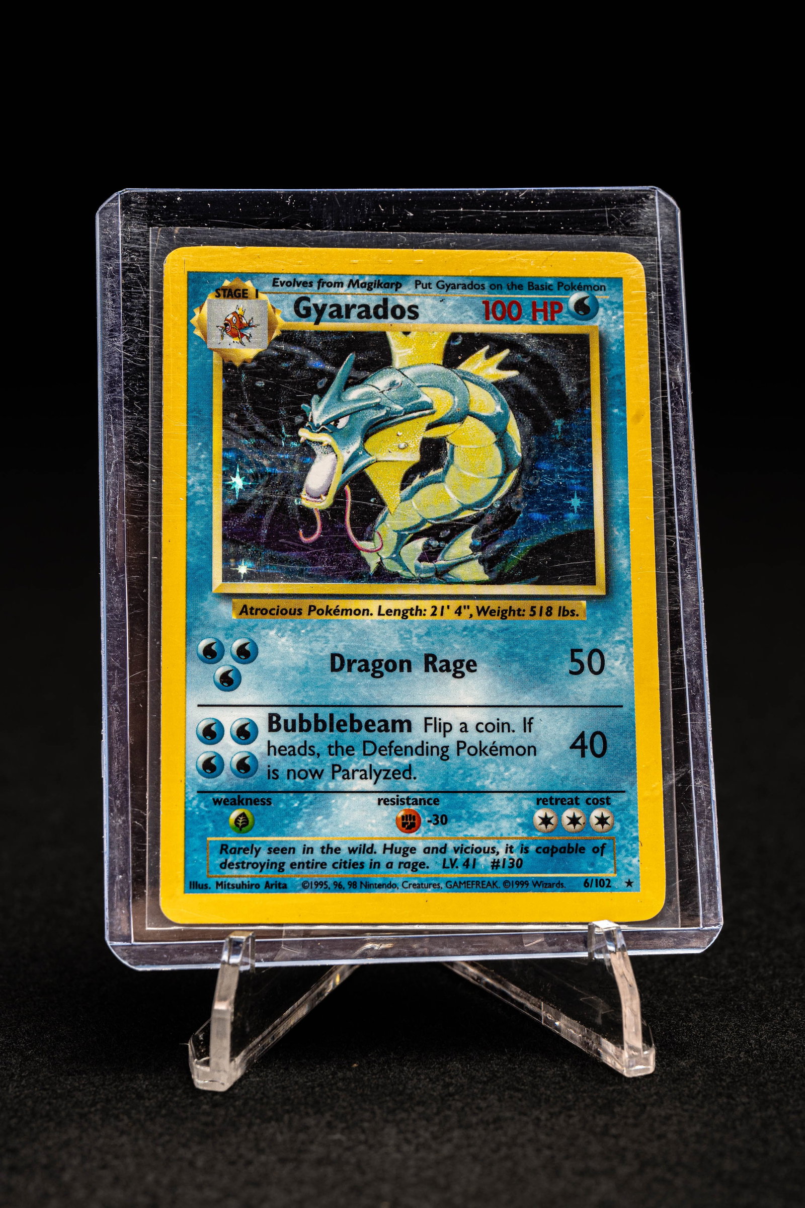 Gyarados – 1999 Base Set #6-102 – Holo Rare – LP: **NOTE: Any shipping quotes provided on this screen or on your Live Auctioneers invoice are provided by Live Auctioneers. In-house shipping is available on all lots. For in-house shipping quotes, plea