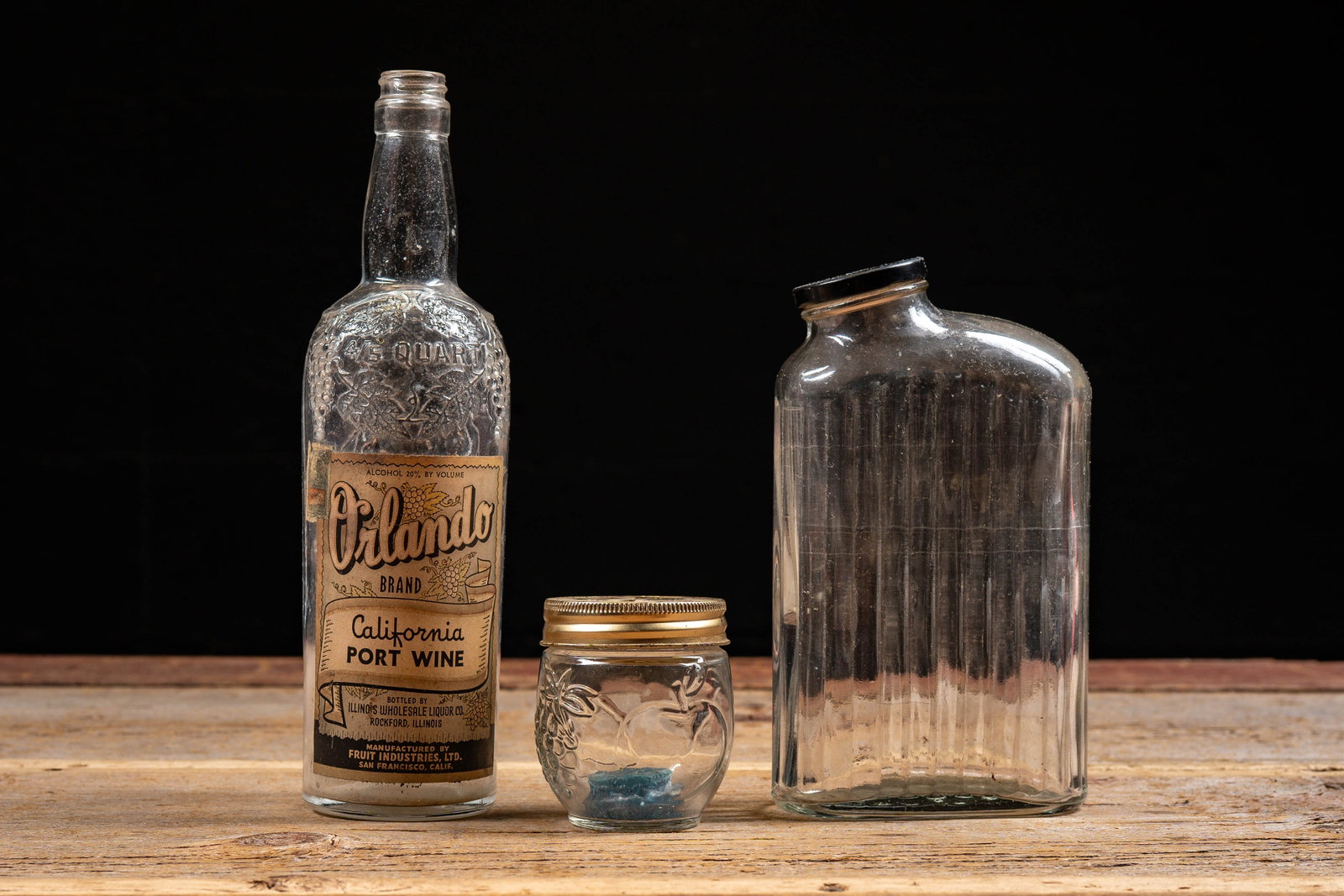 Lot of 3 Mid-Century Utilitarian Glass Containers: **NOTE: Any shipping quotes provided on this screen or on your Live Auctioneers invoice are provided by Live Auctioneers. In-house shipping is available on all lots. For in-house shipping quotes,
