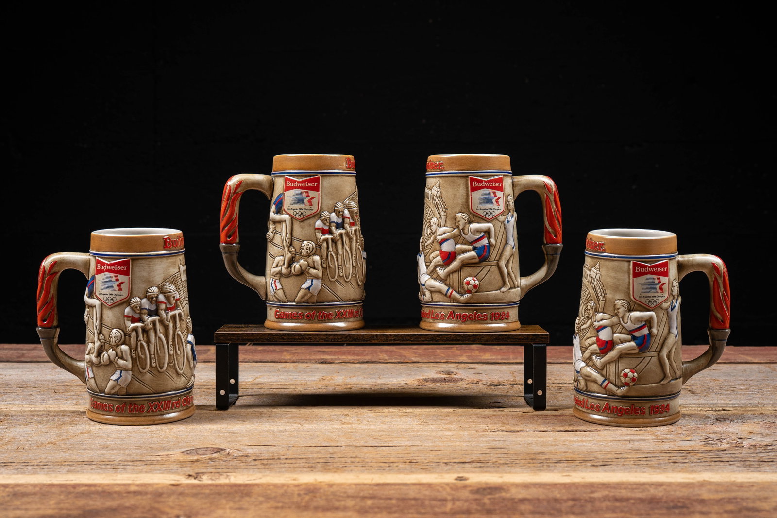 Budweiser Los Angeles Olympics Stein Set: **NOTE: Any shipping quotes provided on this screen or on your Live Auctioneers invoice are provided by Live Auctioneers. In-house shipping is available on all lots. For in-house shipping quotes, plea