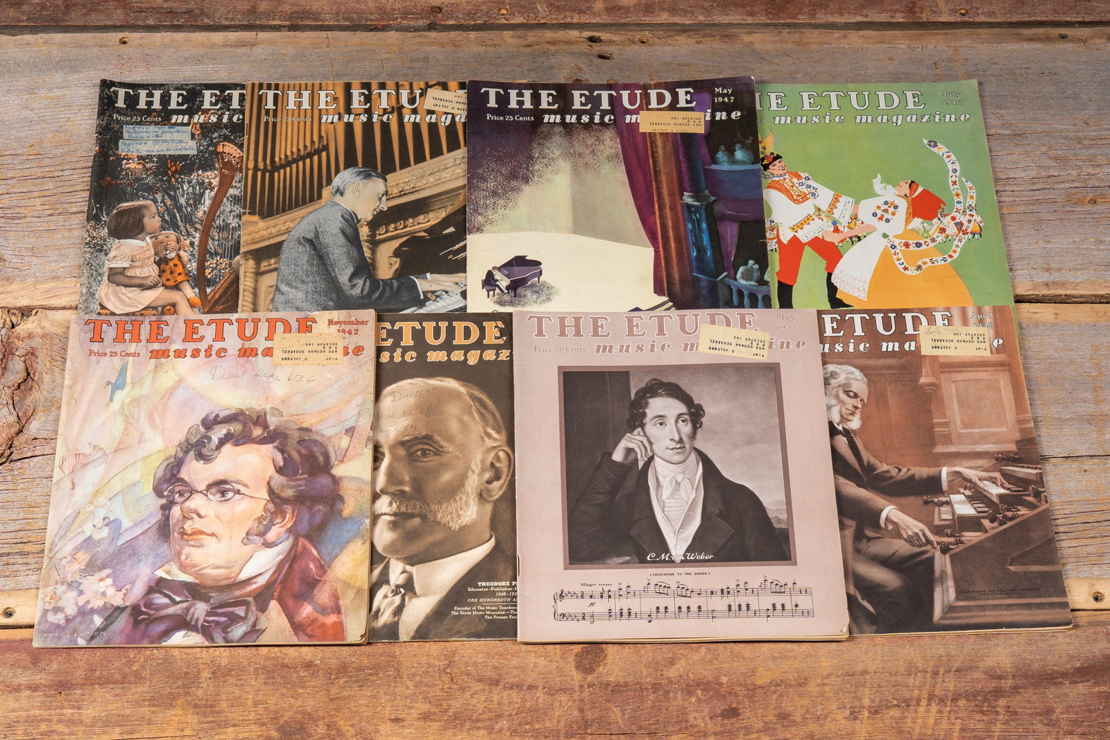 Lot of 8 -The Etude- Magazine: 1946-1948: **NOTE: Any shipping quotes provided on this screen or on your Live Auctioneers invoice are provided by Live Auctioneers. In-house shipping is available on all lots. For in-house shipping quotes, plea