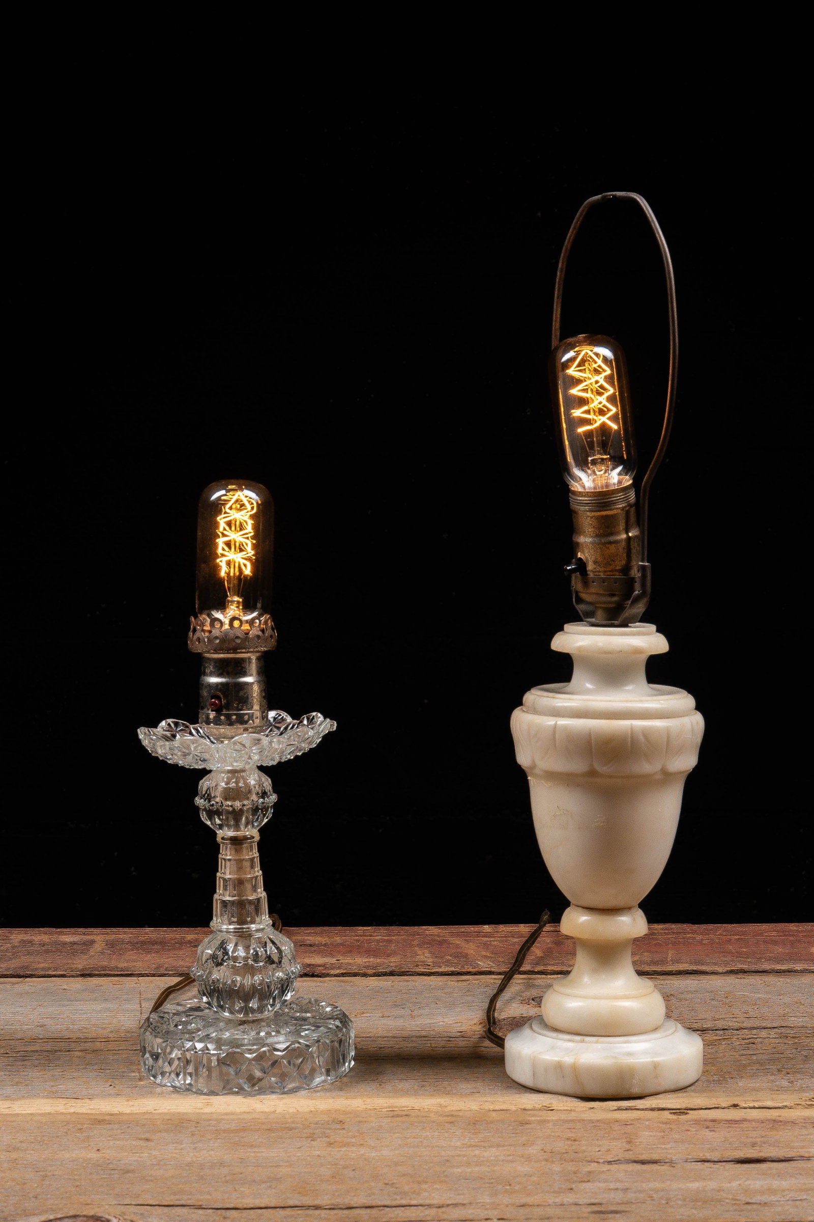 Cut Glass and Italian Marble Alabaster Table Lamps: **NOTE: Any shipping quotes provided on this screen or on your Live Auctioneers invoice are provided by Live Auctioneers. In-house shipping is available on all lots. For in-house shipping quotes, plea