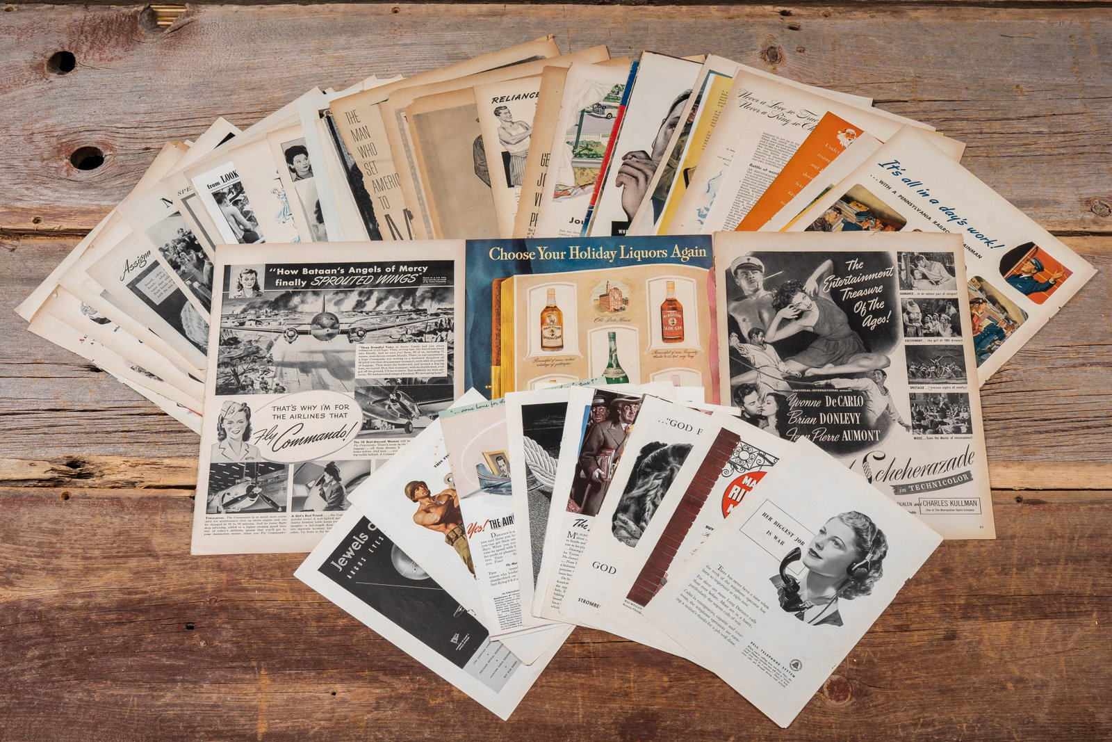 Lot of 40 + Assorted Vintage Advertisement Pages (1 of 2)