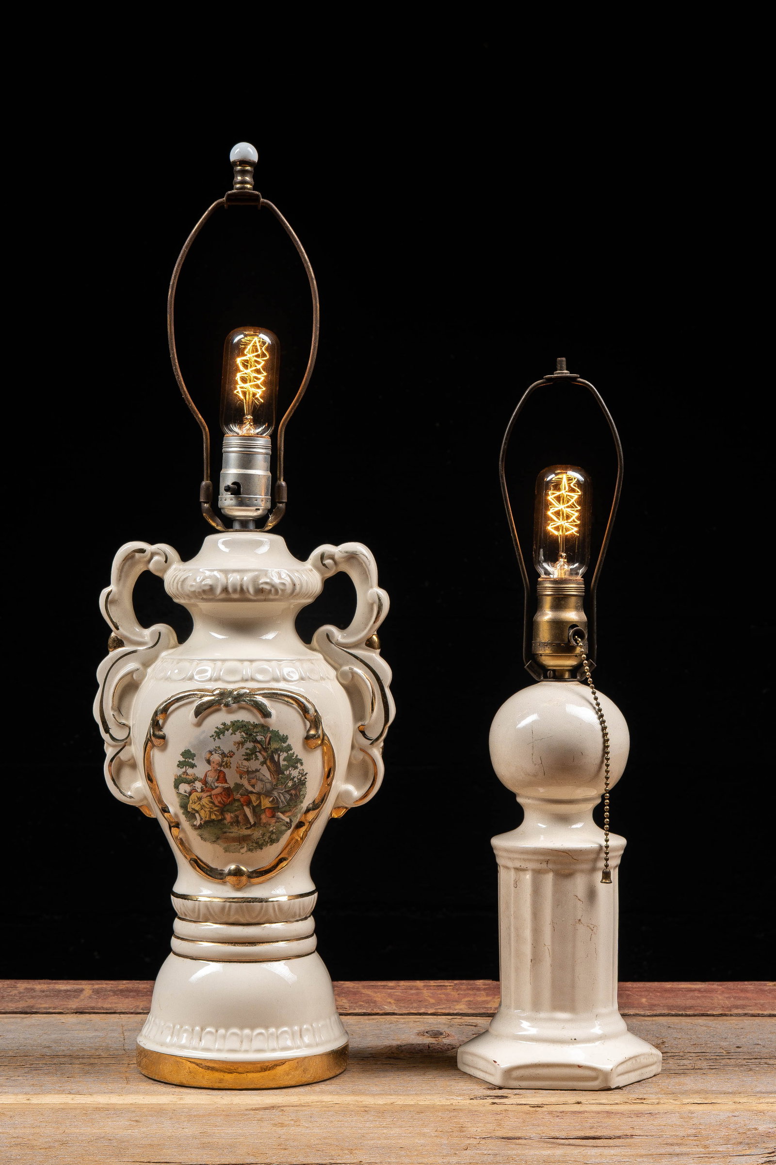 Two White Ceramic Table Lamps (1 of 8)