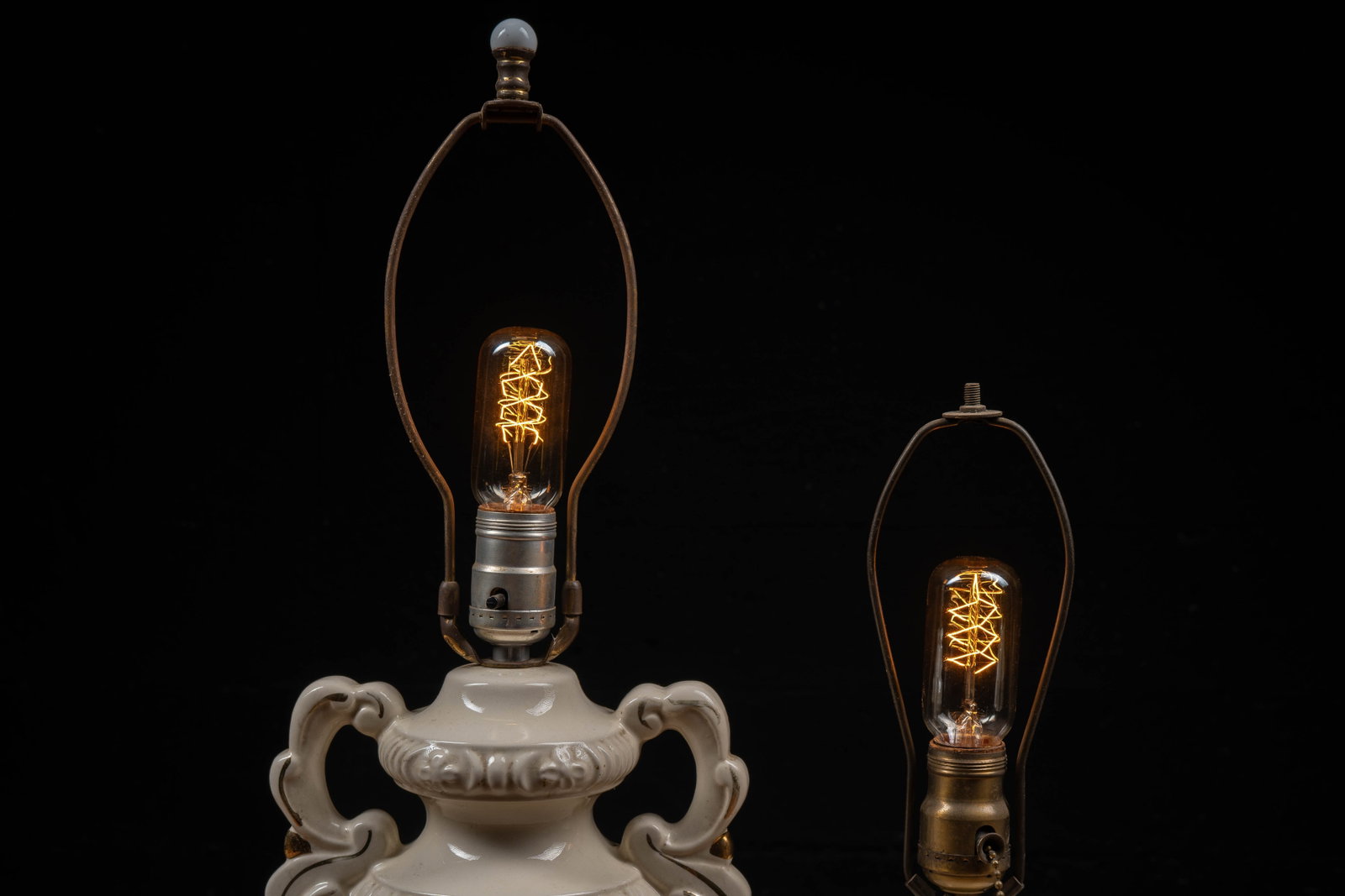 Two White Ceramic Table Lamps - 7