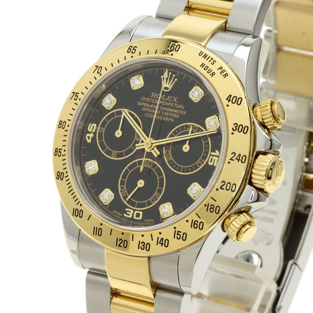 Rolex Cosmograph Daytona 116523G Black Dial Automatic Chronograph Men's Watch: Condition:Pre-ownedBrand / manufacturer : RolexProduct name : Rolex Cosmograph Daytona 116523G Black Dial Automatic Chronograph Men's WatchPart no : 116523GMaterial : SS/YGProduct rank : Second-hand g