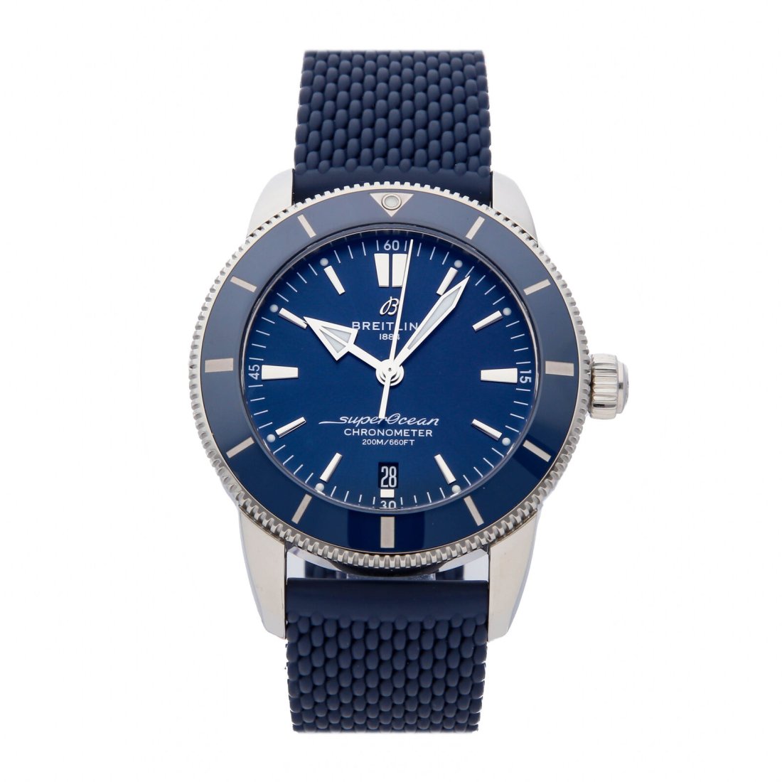 Breitling Superocean Heritage B20 Auto 44mm Steel Mens Watch Date AB2030161C1S1: Condition:Pre-ownedBrand:BreitlingMovement:AutomaticCase Size:44mmHour Markers:IndexWatch Shape:RoundCaseback:SolidFeatures:DateGender:MenBand Material:RubberBand Color:BlueBuckle Type:Deployant buckl