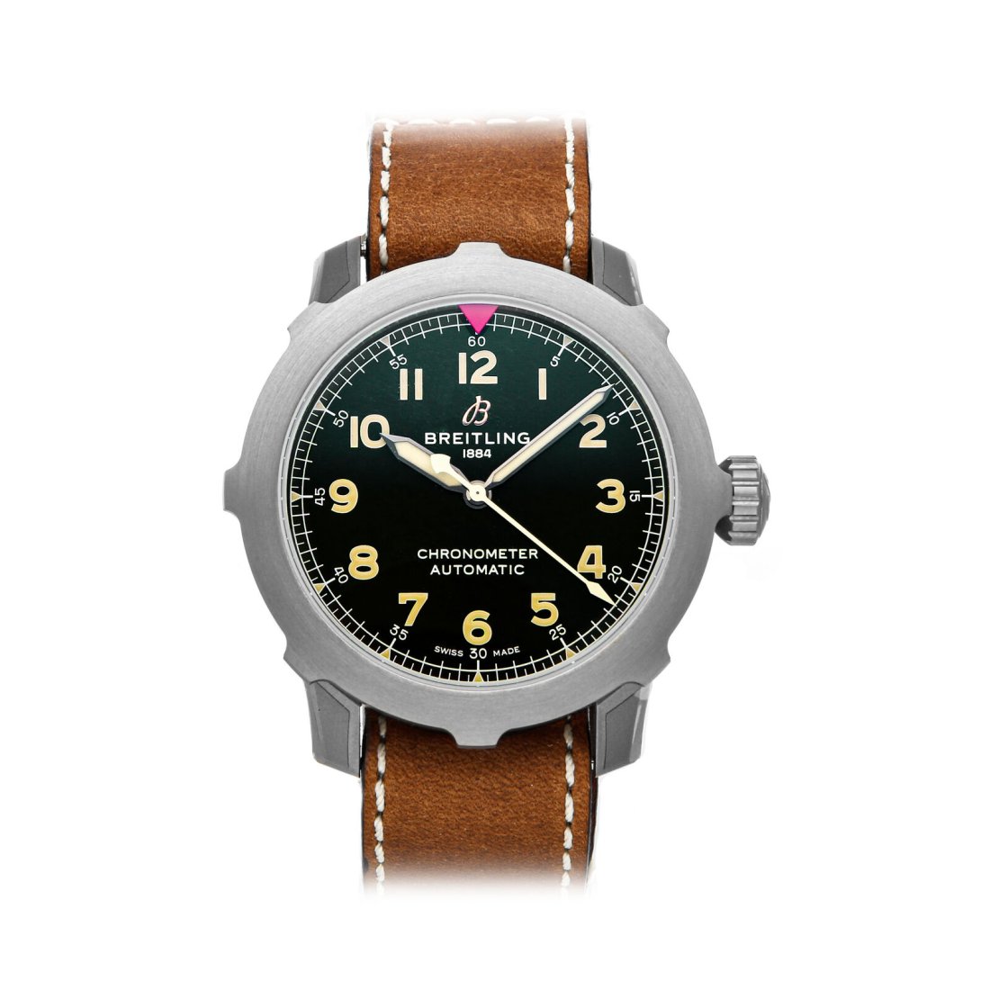 Breitling Aviator Super 8 B20 Titanium Automatic Mens 46mm Watch EB2040101L1X1: Condition:Pre-ownedBrand:BreitlingMovement:Mechanical(Automatic)Case Size:46mmHour Markers:Arabic NumeralsWatch Shape:RoundCaseback:SolidGender:MenBand Material:LeatherBand Color:BrownBuckle Type:Tang