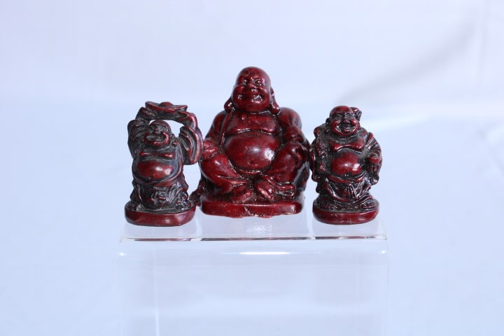 Lot of Three Sitting Buddha Figurines (1 of 6)