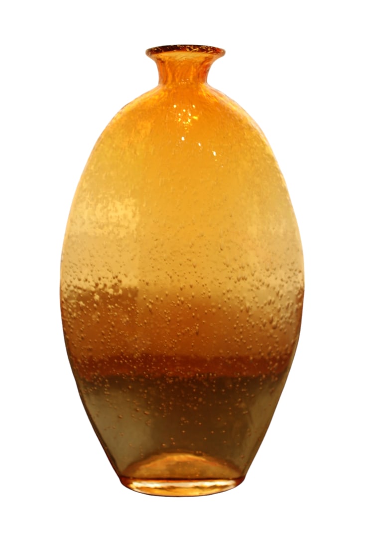 An Amber Controlled Bubble Glass Vase: 13 1/4" or 33.3cm tall