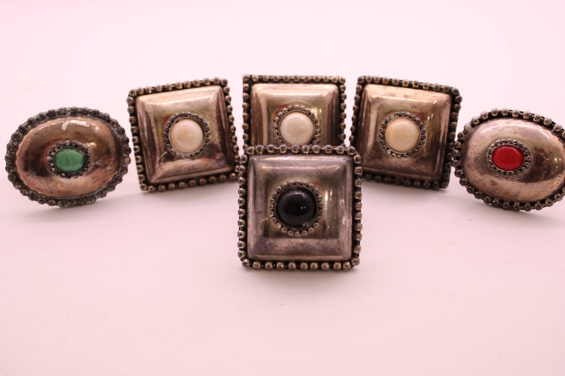 Lot of 6 Metal Napkin Rings (1 of 4)