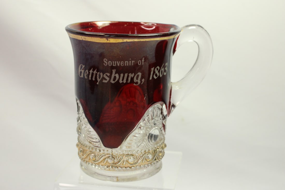 EAPG Rare Lacy Medallion Ruby Red Cup (1 of 8)