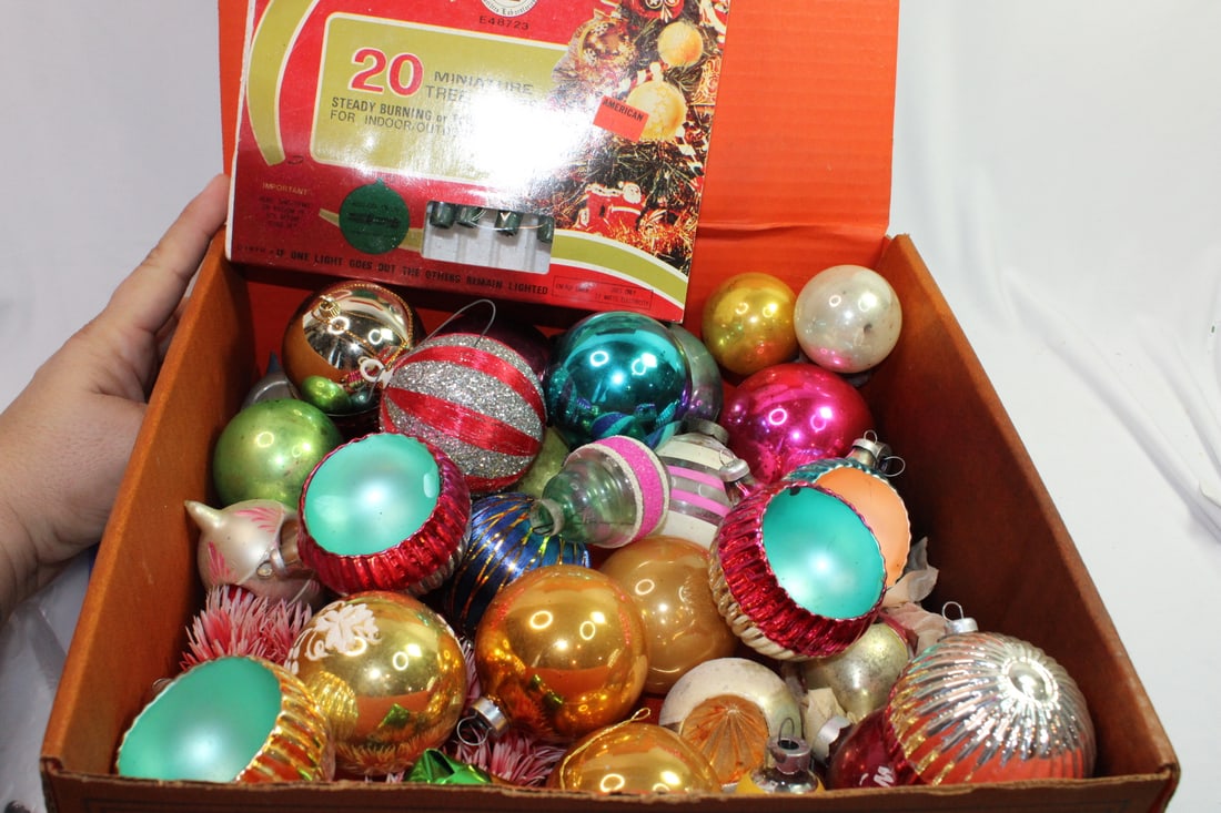 Box of Vintage Glass Christmas Ornaments (1 of 10)