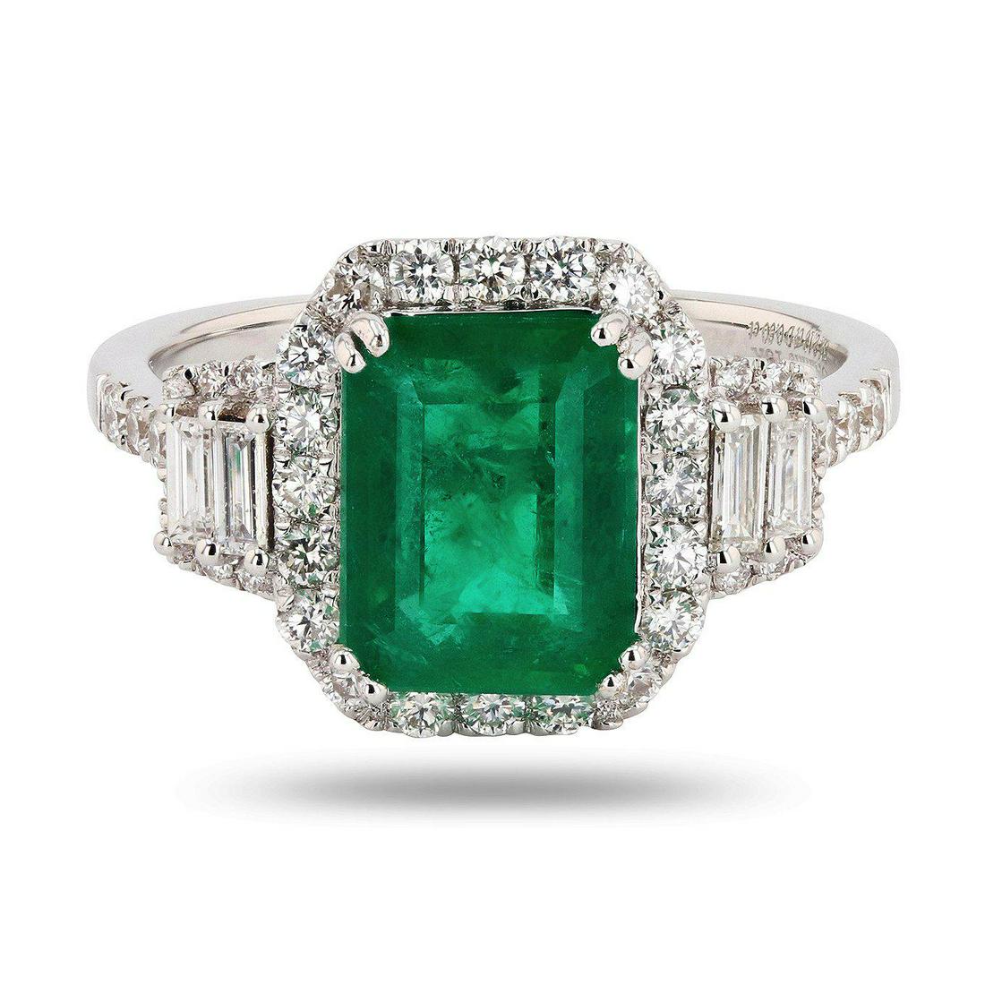 2.18ct Emerald and 0.60ctw Diamond 18K White Gold Ring (1 of 4)