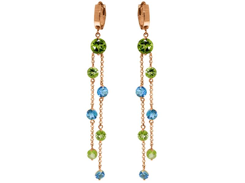 14K Solid Rose Gold Chandelier Earrings With Peridots & Blue Topaz (1 of 2)