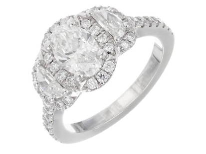 Peter Suchy Platinum Oval Half Moon Triple Halo Diamond Engagement Ring Size: Peter Suchy Platinum Oval Half Moon Triple Halo Diamond Engagement Ring Size **** SKU No: 382-999-5682-01C9A **** Brand: Peter Suchy **** Condition: Pre-Owned **** Metal: Platinum **** Stone: Diamond