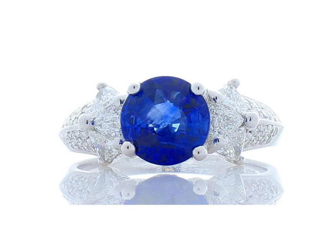 Heritage Gem Studio 2.06 Carat Blue Sapphire And Trillion Diamond