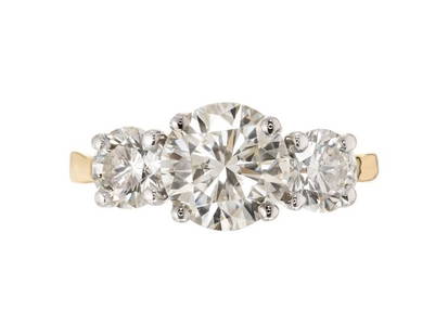 Peter Suchy 2.18 Carat Diamond Yellow Gold Platinum Three Stone Engagement Ring: Peter Suchy 2.18 Carat Diamond Yellow Gold Platinum Three Stone Engagement Ring **** SKU No: 382-351-7384-01C9A **** Brand: Peter Suchy **** Condition: Pre-Owned **** Metal: yellow gold platinum ****