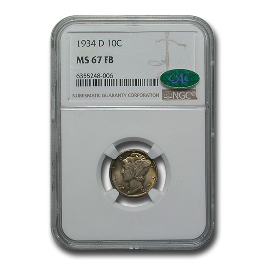 1934-D Mercury Dime MS-67 NGC CAC (FB) (1 of 3)
