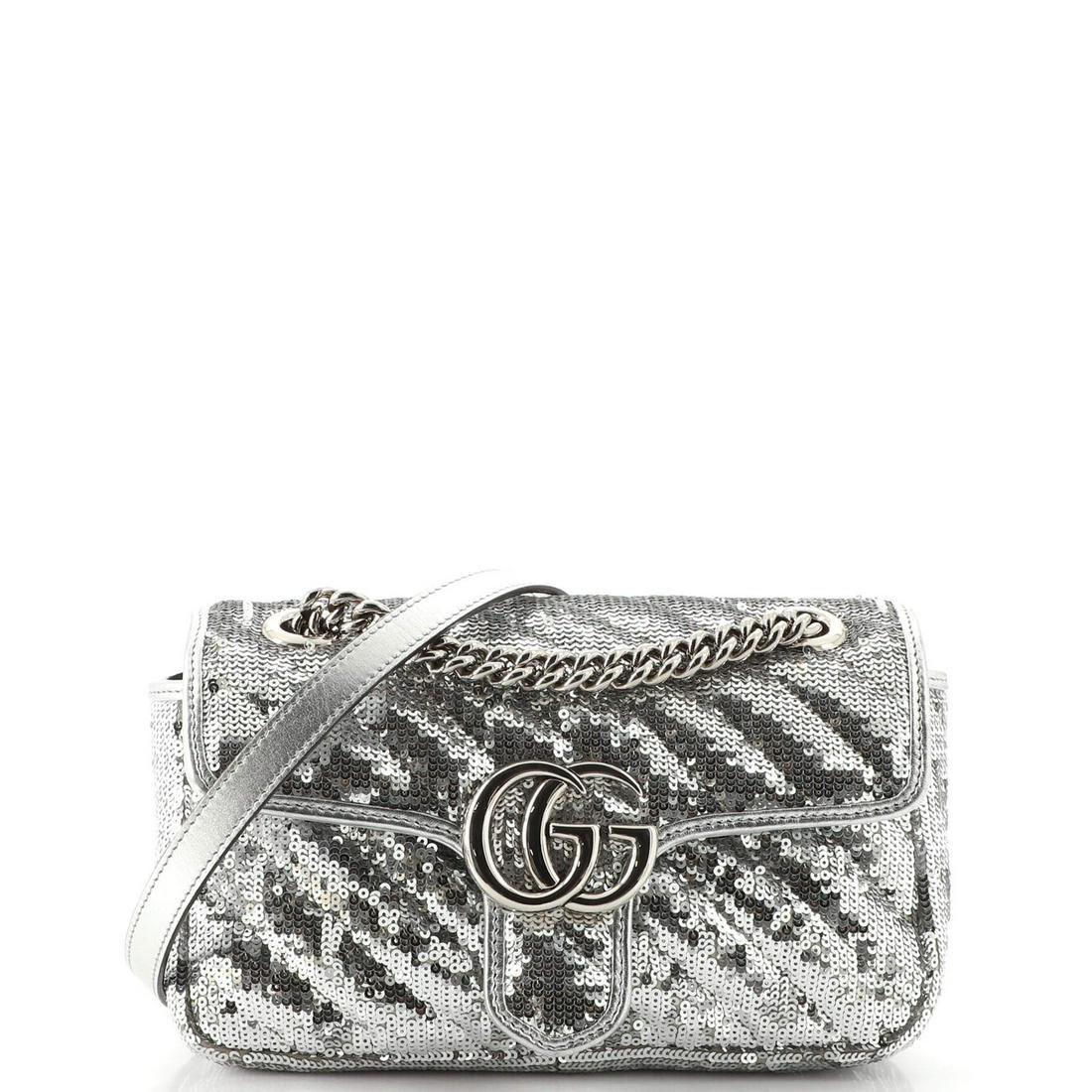 Gucci GG Marmont Flap Bag Diagonal Quilted Sequins Mini (1 of 6)