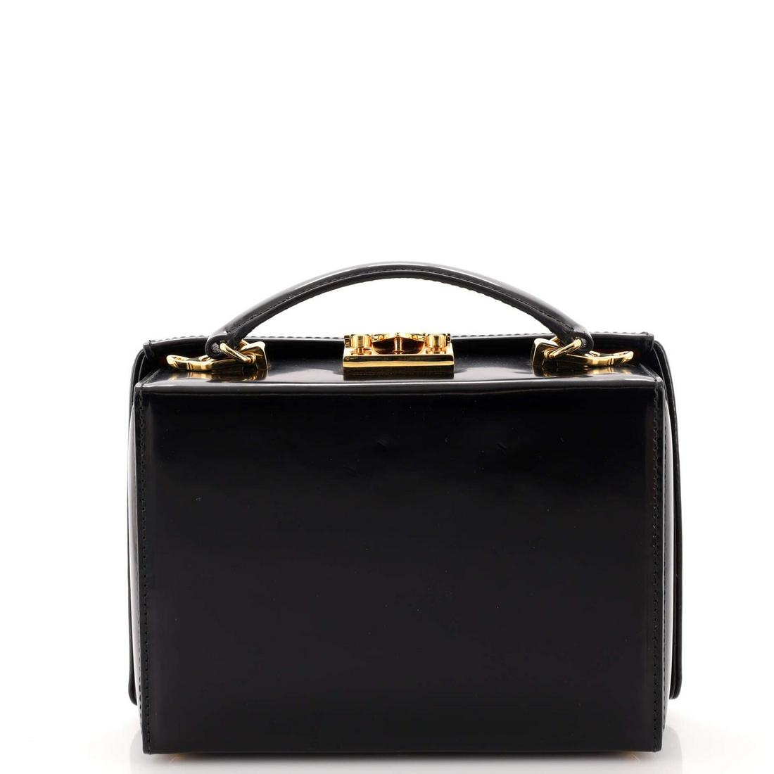Mark Cross Grace Box Bag Leather Small: Mark Cross Grace Box Bag Leather Small ---- Exterior Color: Black ---- Interior Color: Red ---- Exterior Material: Leather ---- Interior Material: Leather ---- Hardware Color: Gold ---- Accessories: C