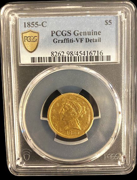 1855 C Liberty Head $5 Gold Coin PCGS VF Detail (1 of 3)
