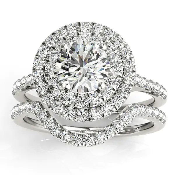 Engagement Ring Diamond Double Halo Bridal Set: Engagement Ring Bridal SetThe Diamond Double Halo Bridal Set ring is a dazzling and enchanting piece of jewelry that captures the essence of elegance and romance. This exquisite bridal set is des