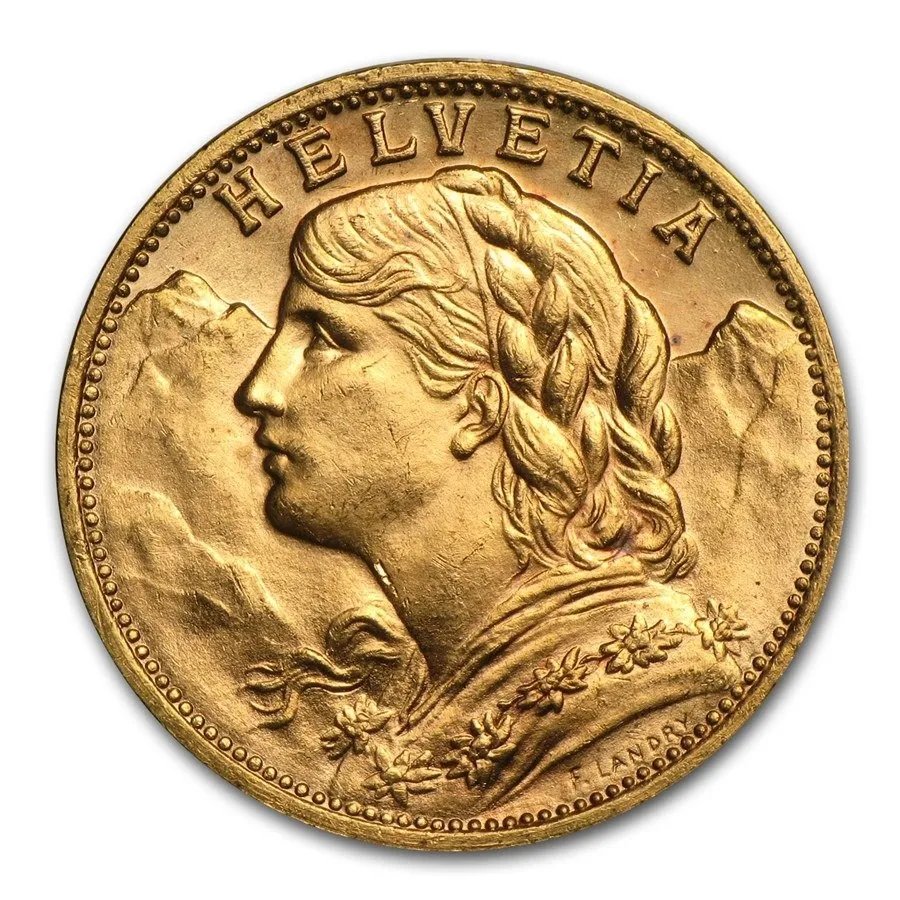 1935 B Switzerland 20 Francs Gold Coin: 1927 B Switzerland 20 Francs Gold Coin Est: $500 700